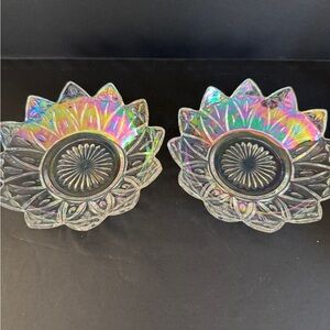 Mid-century Iridescent Clear  Federal Glass Candy Dishes